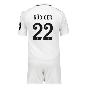 Billiga Real Madrid Antonio Rudiger #22 Hemmatröja Barn 2024-25 Kortärmad (+ Korta byxor)